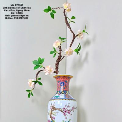 BÌNH SỨ HỌA TIẾT CHIM HOA